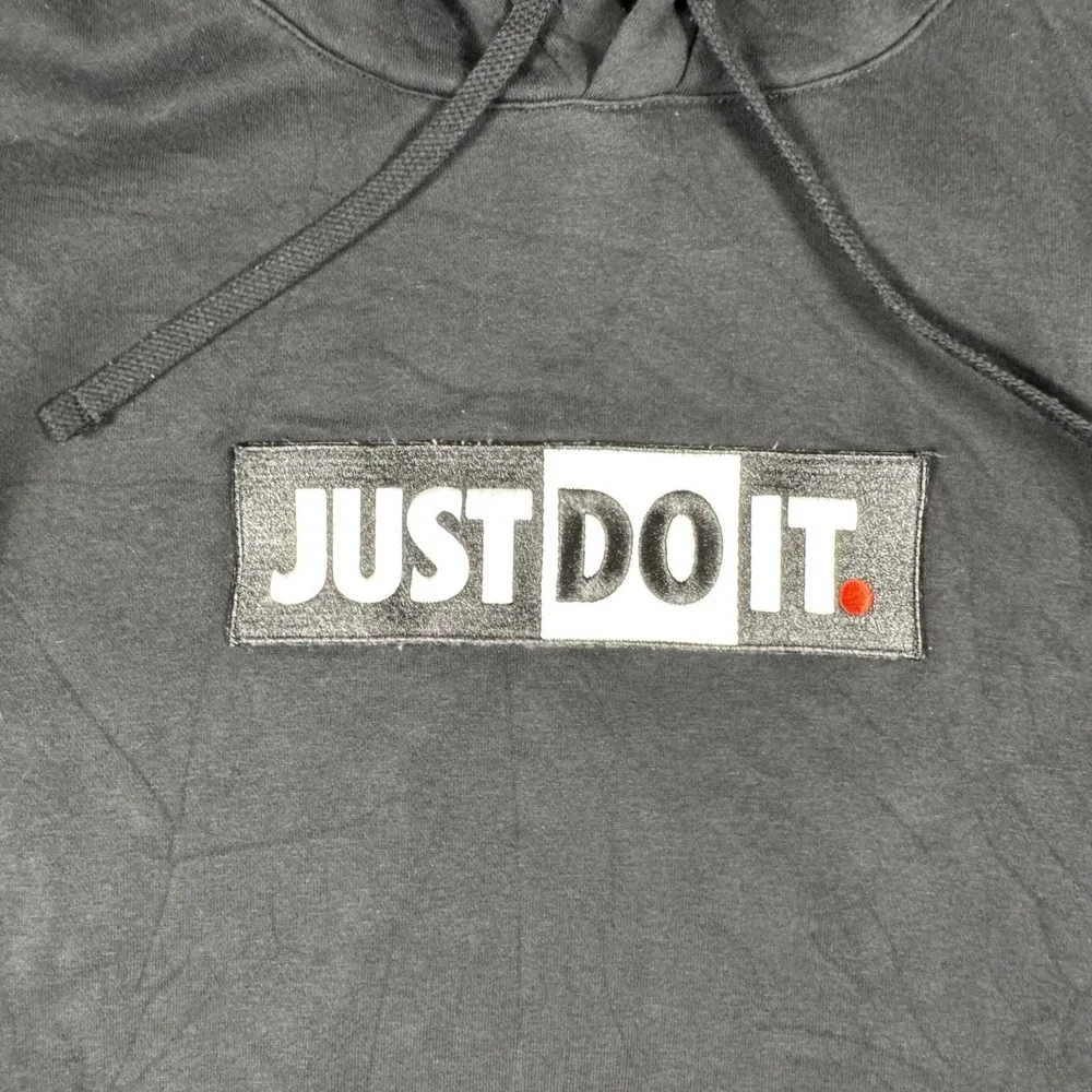 Nike Just Do It Hoodie Men's XXL Black Pullover Sweatshirt Spellout Swoosh Logo